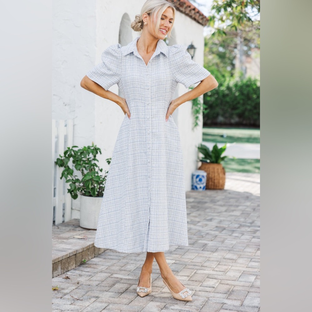 Shop the Mint Take It As It Is Tweed Midi Dress